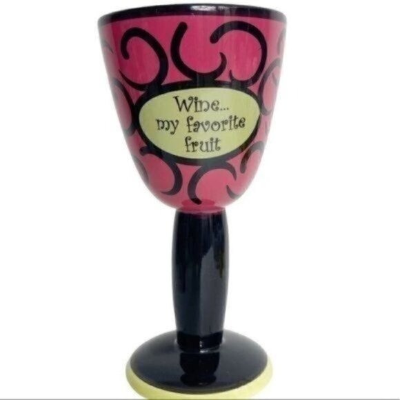 Wine My Favorite Fruit Tumbler ceramic Tumbleweed Pottery 12 ounce - Picture 1 of 6